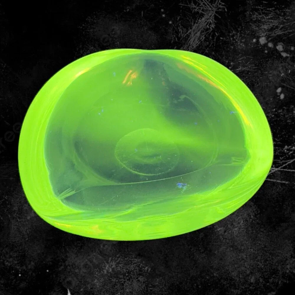 Venetian Clear Glass Dish Small Ashtray Made In‎ Italy Manganese 365nm Green UV